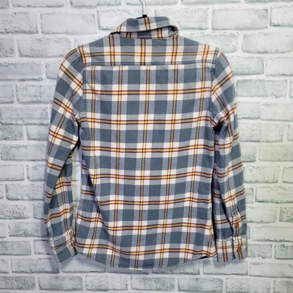True Religion Mens XXS Indigo Grey Plaid Cotton Flannel Button Front Shirt‎